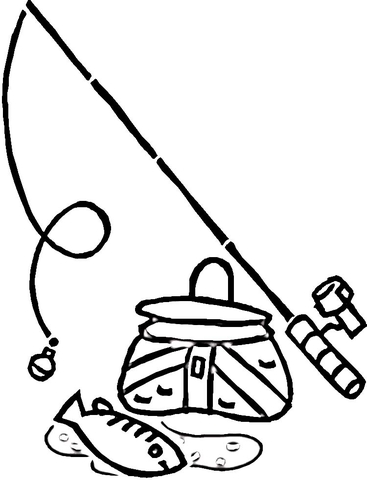 Equipment For Fishing  Coloring Page